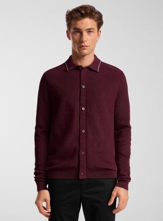Le 31 Mens Polo Shirt-collar piqué cardigan