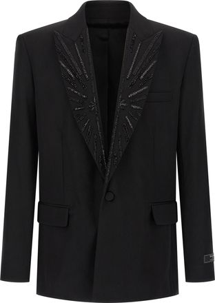 Balmain Black Virgin Wool Mens Blazer