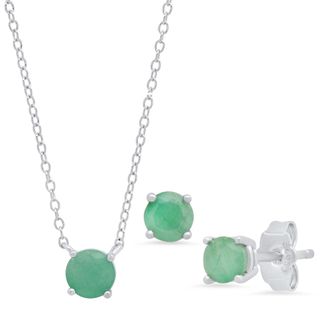 MAX + STONE Sterling Silver 4mm Gemstone Earrings and 6mm Pendant set