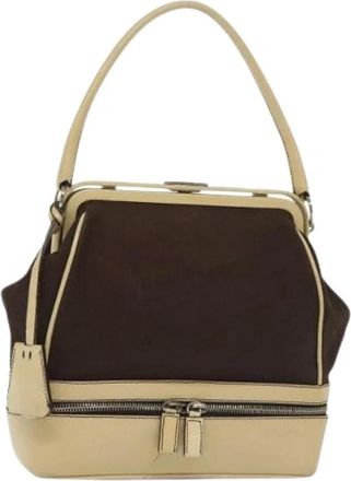 Prada Pre-owned Handbags, female, Beige, Size: ONE SIZE Pre-owned Canvas Bag
