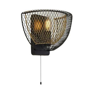 Searchlight Searchlight Honeycomb 1 Light Double Layered Mesh Wall Light - Black Outer With Gold Inner
