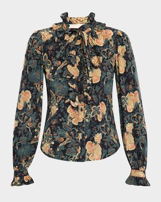 Ulla Johnson Catroux Long-Sleeve Silk Blouse