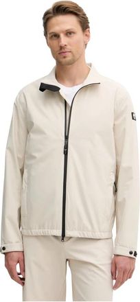 Guess Logo-patch Ritssluiting Windjack - Heren - Zomerjassen - Beige - L - Polyester - Jassen