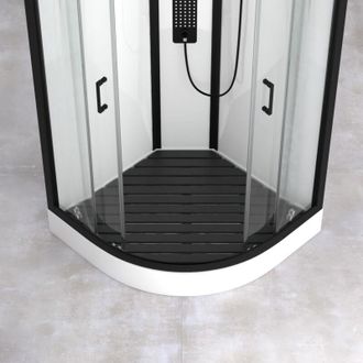 HOME MAISON Homemaison - Pedana in Legno Composito Grigio per Cabina a Quarto di Cerchio - 80,4 x 80,4 cm