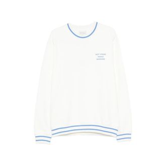 Dr&ocirc;le de Monsieur Slogan-print Striped-trim Sweatshirt
