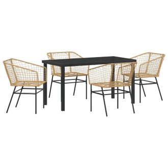 Berkfield Home 5 Piece Garden Dining Set Brown Poly Rattan