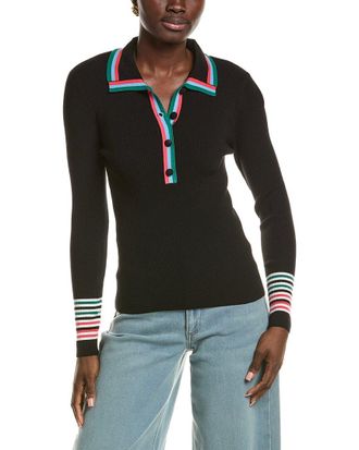 T Tahari Rainbow Collar Rib Shirt