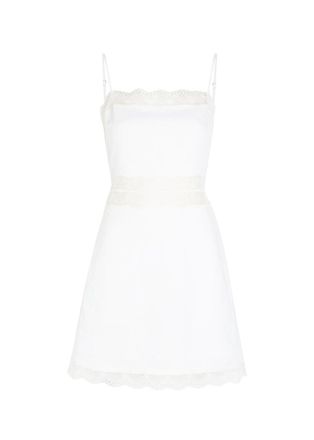 Staud Amalina Lace and Linen Mini Dress - White - 10 (UK14 / L)