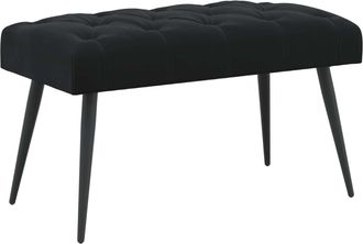 vidaXL Banco Con Tapicer&iacute;a Con Botones Negro 80 X 40 X 46 Cm Vidaxl