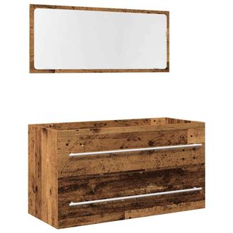 Berkfield Home 2 Piece Bathroom Furniture Set Old Wood Engineered Wood in Brown