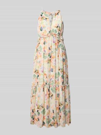 Jake*s Cocktailkleid mit R&uuml;schen und Cut Out im R&uuml;cken in Apricot Melange, Gr&ouml;&szlig;e 32