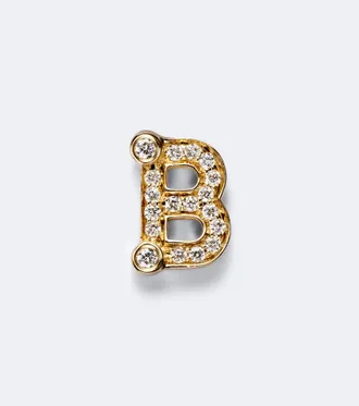 Sophie Bille Brahe Initial Petite B 18kt gold single earring with diamonds