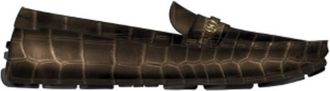 Bally Keeper Ebano Croc-Embossed Kerbs Drivers, Brand Size 6 ( US Size 7 )