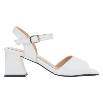 Estro & Luminara Block-Heel Leather Sandals - female - Estro - High Heel Sandals - White - 3 UK - Shoes