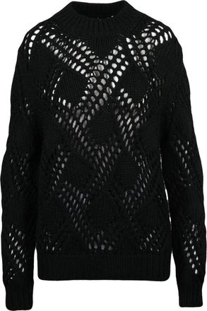 Jil Sander Maglione Intrecciato - Dames - Ronde hals truien - Zwart - M - Wol - Truien & Vesten