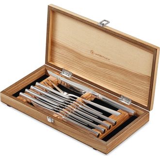 W&uuml;sthof 10-Piece Stainless Mignon Steak & Carving Set in Black at Nordstrom