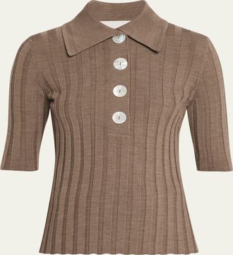 Nackiyé Sugarman Rib Knit Polo Shirt