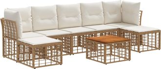 vidaXL Conjunto De Sof&aacute;s De Exterior 8 Uds. Natural Y Crema Poli&eacute;ster Vidaxl
