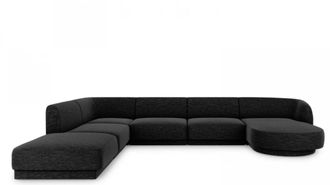 BLOOMINGLOFT Grosses Design Panorama U-Sofa Miley - Chenille Schwarz