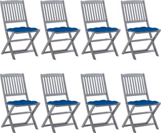 vidaXL Plegado Sillas Exteriores 8pcs Con Almohadillas S&oacute;lidas De Acacia - 229743