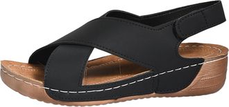 Generic Ladies Wide Fit Sandals,Orthopedic Sandals for Women Uk,Ladies Open Toe Wedge Heel Flat Thick Soled Shoes,Wide Fit Slipper Casual Summer Arch Support 