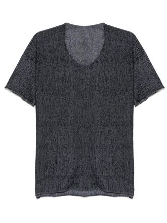 Label Under Construction round-neck T-shirt - men - Linen/Flax/Cashmere/Cotton/Silk - 48 - Grey