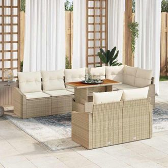 vidaXL Conjunto De Sof&aacute; De Jard&iacute;n 9 Pcs Beige, Crema 100 X 55 X 73 Cm Vidaxl