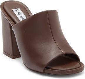 Steve Madden Giavana Block Heel Slide Sandal in Brown Leather at Nordstrom Rack, Size 6.5