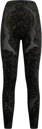 Roberto Cavalli Leggings, female, Black, Size: XS Devor&eacute; chenille leggings with ornamental print