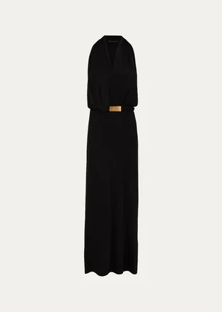 Vix Rosana Belted Halter Maxi Dress