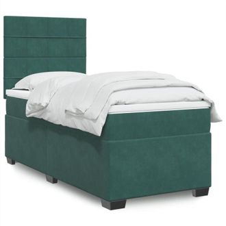 vidaXL Vidaxl - Cama Box Spring Con Colch&oacute;n Terciopelo Verde Oscuro 90x200 Cm