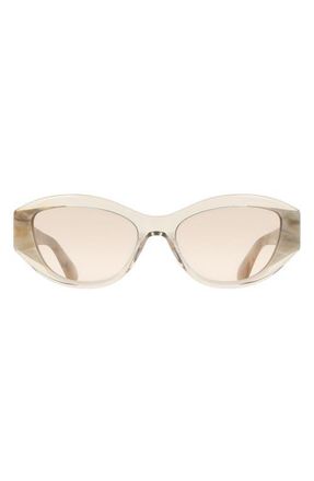 Ferragamo 55mm Oval Sunglasses in Transparent Beige/Marble at Nordstrom