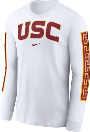 Nike USC Trojans Local Spirit Slogan Nike Mens College Long-Sleeve T-Shirt in White | CLF24GTNKACMEM-USC