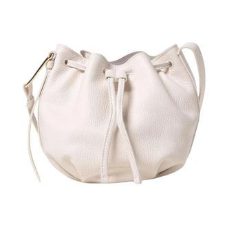Coccinelle Bucket Bags, female, White, Size: ONE SIZE Leather Drawstring Bucket Bag