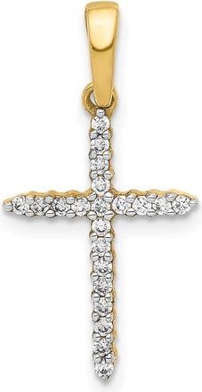 Diamond2Deal 10k Yellow Gold 1/6ct. Diamond Cross Pendant