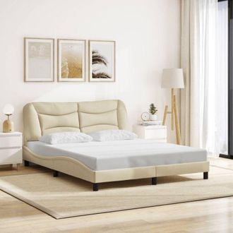 vidaXL Cama Sin Colch&oacute;n Tela Color Crema 160x200 Cm Vidaxl
