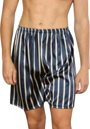 Generic Mens Sleepwear Short Printed Pants Casual Straight Elastic Waist Shorts Comfortable Pyjama Bottoms Mens Silk Pyjama Bottoms, blue, 5XL