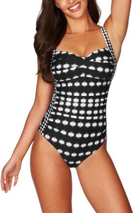 Sea Level Australia Twist Front Print One-Piece Swimsuit in Black at Nordstrom, Size 10 Us