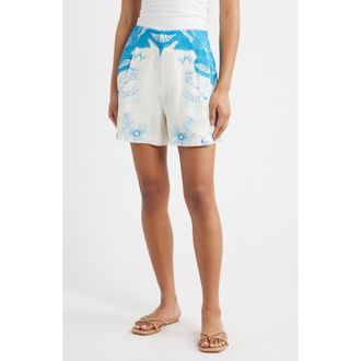 Cleobella Sebastian Placed Print Cotton & Linen Shorts in Celestia Print at Nordstrom, Size X-Large