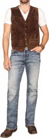 American West Embroidered Western Jeans In Light Wash Denim