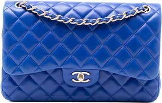 Chanel Borsa a spalla Jumbo Double Flap in pelle di agnello 2013-2014 - Blu