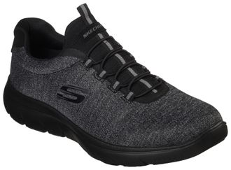 Skechers Slip-On Sneaker SKECHERS SUMMITS, Herren, Gr. 39, schwarz, Textil, Schuhe Slip-On Sneaker, Slipper, Freizeitschuh in komfortabler Schuhweite