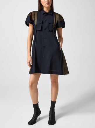 sacai Womens 100% wool flared shirt dress