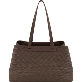 Vince Marin East/West Woven Leather Tote in Date at Nordstrom