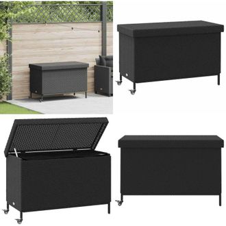 vidaXL Contenitore da Giardino con Ruote Nero 110x55x73 cm Polyrattan - Contenitore con ruote - Stoccaggio esterno