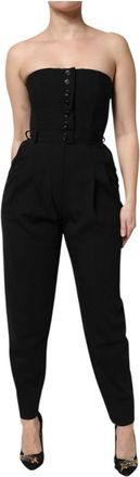 Dolce & Gabbana Zwart Wol Strapless Jumpsuit Jurk - Dames - Jumpsuits - Zwart - XS - Wol - Jumpsuits & Playsuits