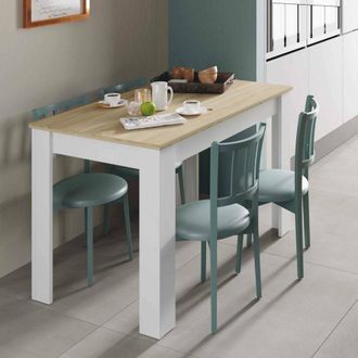 Dmora Mesa Fija Dghio, Mesa De Comedor, Mesa Consola Moderna Para Sal&oacute;n O Cocina, 109x67x78 Cm, Blanco Y Roble - Dmora