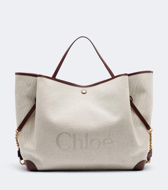 Chlo&eacute; Chloe Clover leather-trimmed canvas tote bag