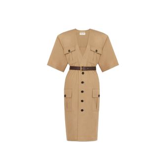 Saint Laurent Kniel&auml;nge Saharienne Kleid