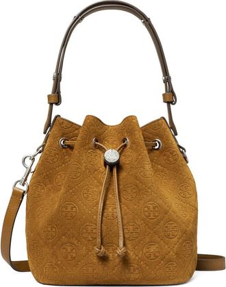 Tory Burch T Monogram Suede Bucket Bag in Chicory Brown at Nordstrom